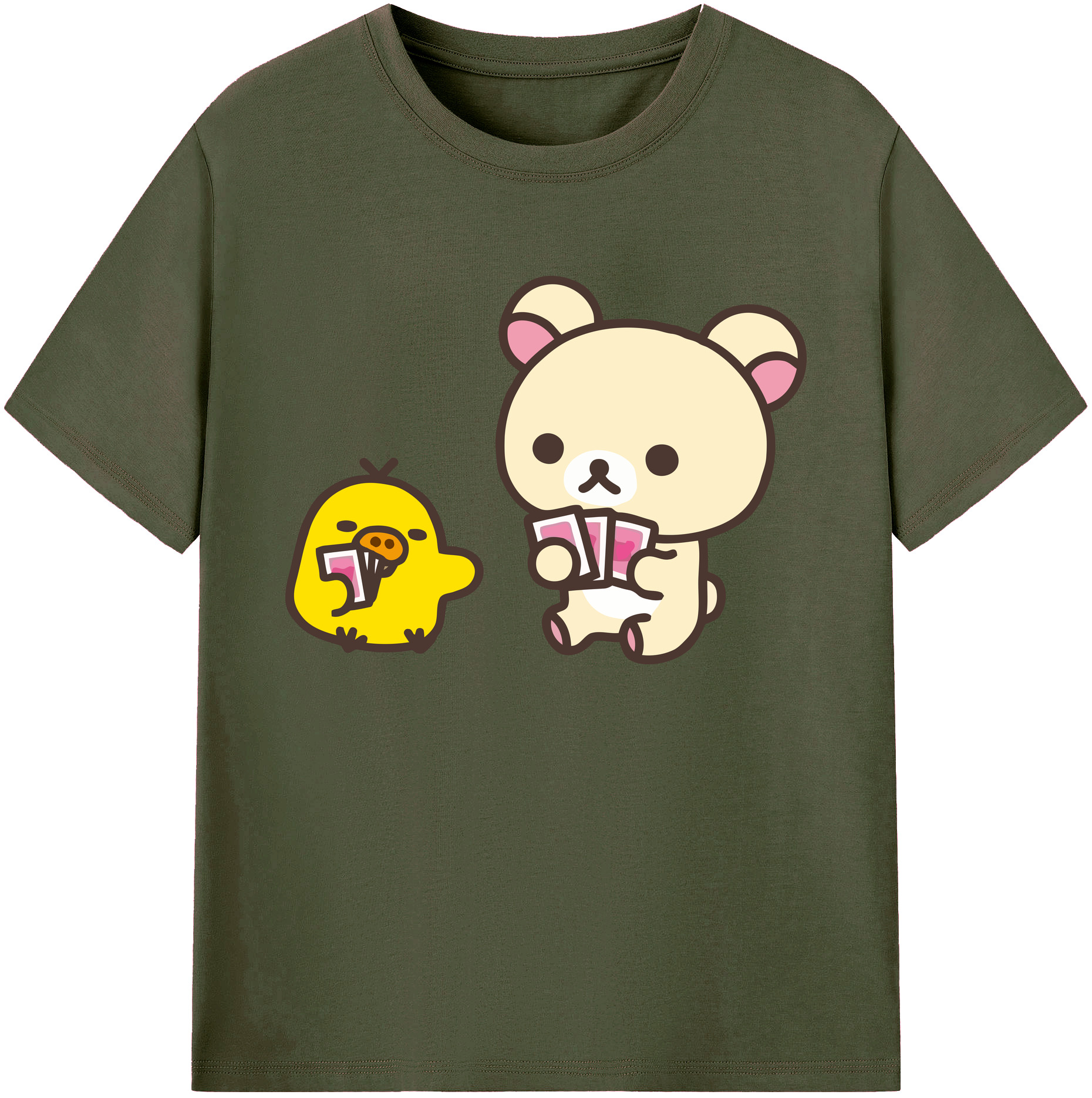（画像用） リラックマ リラックマ キイロイトリ Rilakkuma Korilakkuma Kiiroitori 綿100％ メンズ半袖Tシャツ｜肌触りやわらか＆通気性